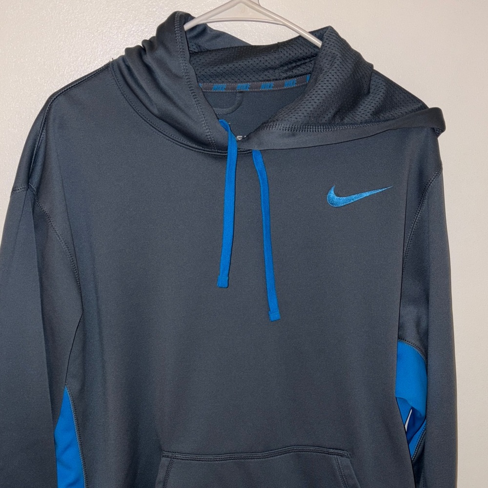 Nike Charcoal and Blue Pullover Hoodie